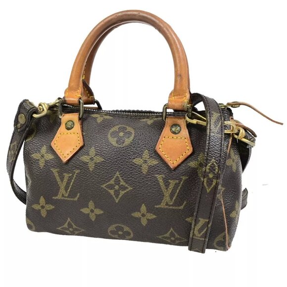 LOUIS VUITTON Mini Speedy 2Way Hand Bag Monogram Leather Brown - Picture 1 of 15